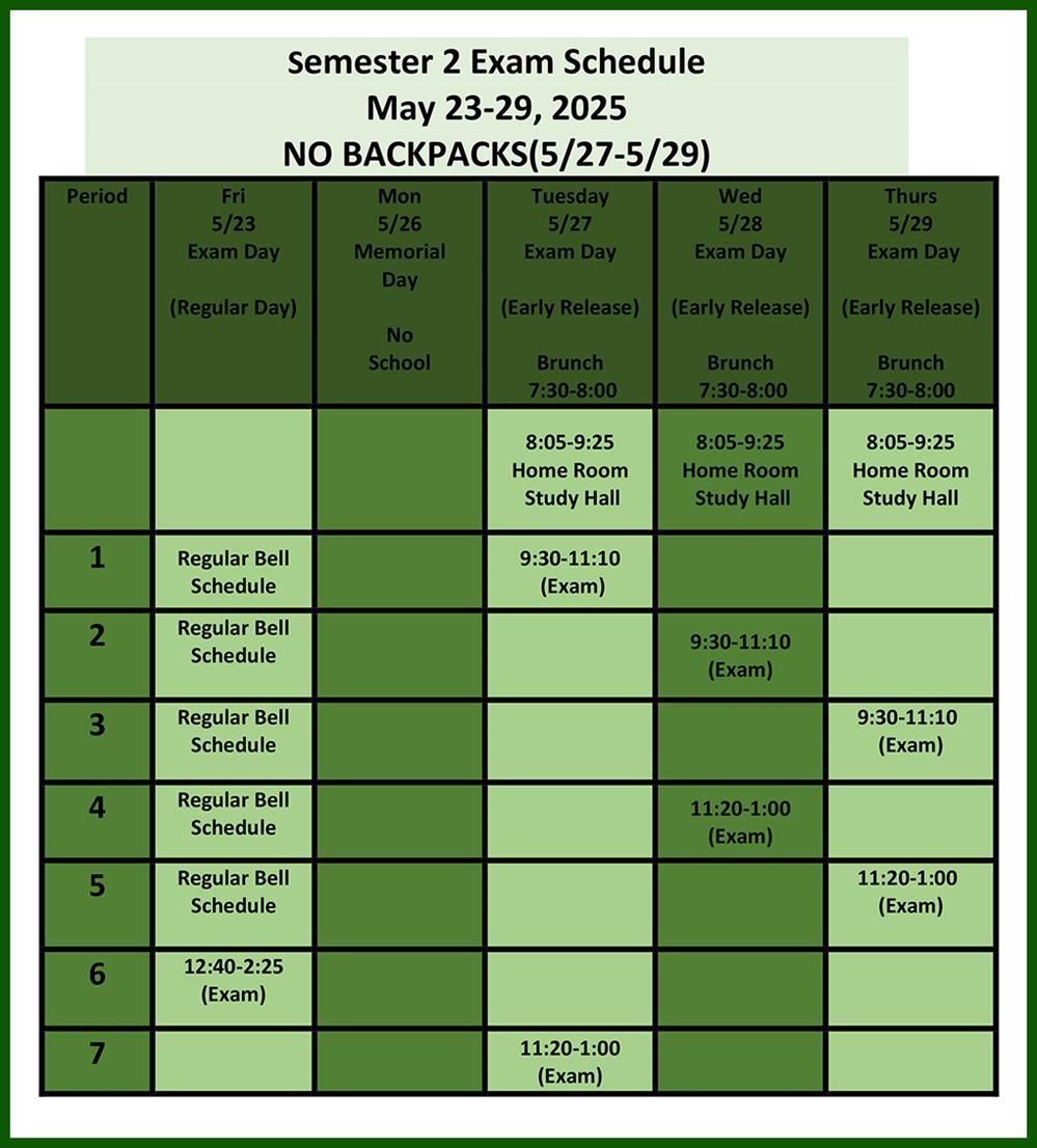  exam schedule